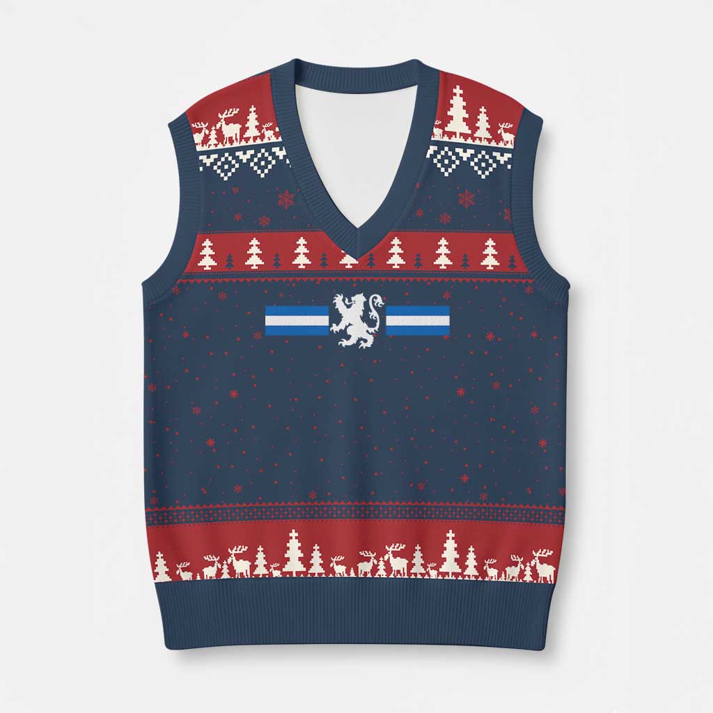 Scotland Lion V-Neck Knit Sweater Vest Retro Scottish Flag SCOT