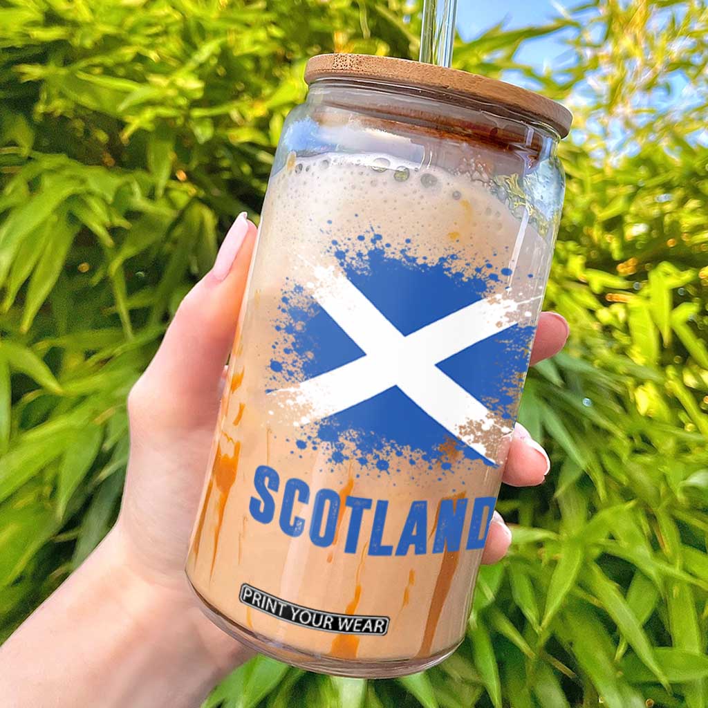 Scotland Glass Can Retro Vintage Watercolors Sport Scottish Flag SCOT TS10 White Print Your Wear