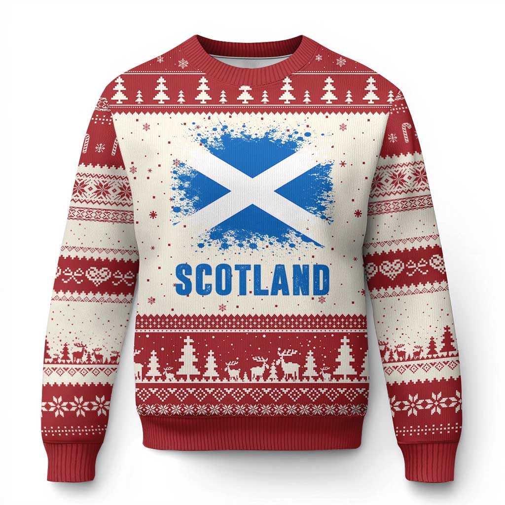Scotland Ugly Christmas Sweater Retro Vintage Watercolors Sport Scottish Flag SCOT TS10 Beige Red Print Your Wear