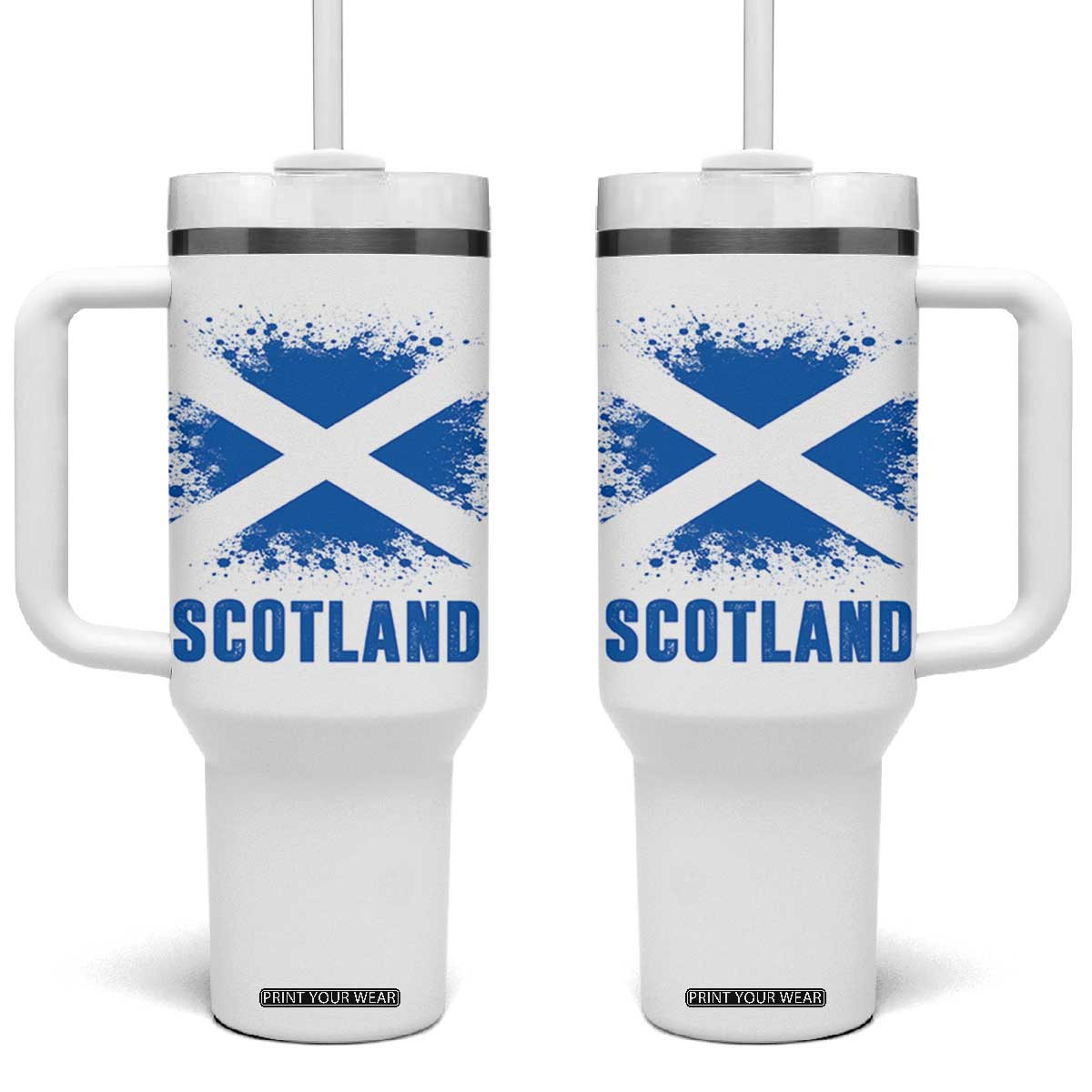 Scotland Tumbler With Handle Retro Vintage Watercolors Sport Scottish Flag SCOT TS10 One Size: 40 oz White Print Your Wear