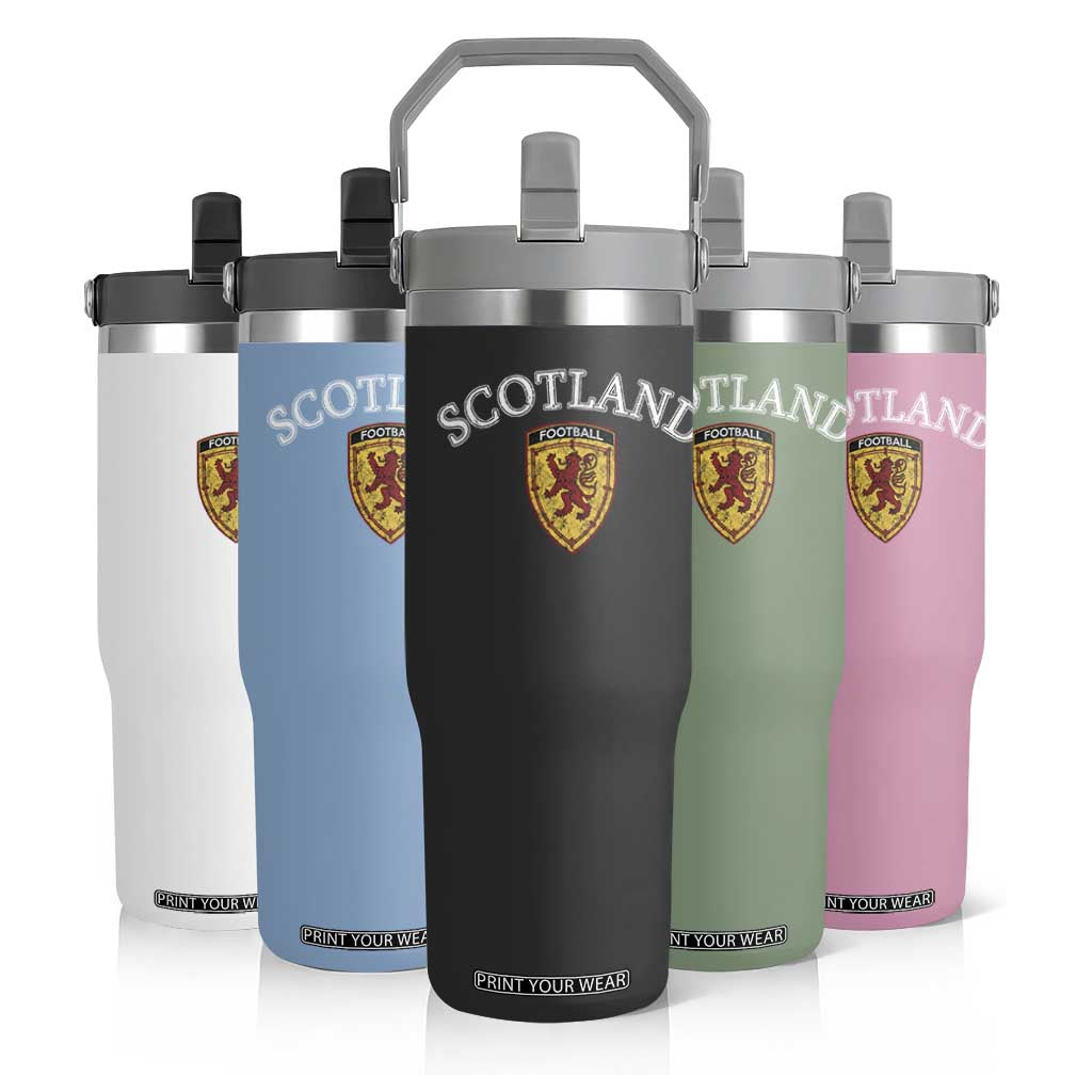 Scotland Soccer Flip Straw Tumbler Scottish Rampant Lion Scotland Coat of Arms Banner Football Fan