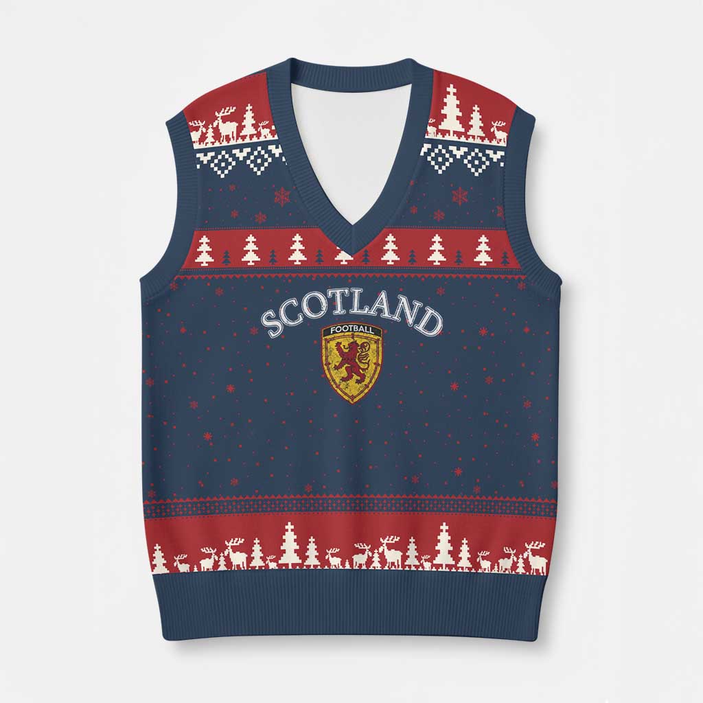 Scotland Soccer V-Neck Knit Sweater Vest Scottish Rampant Lion Scotland Coat of Arms Banner Football Fan
