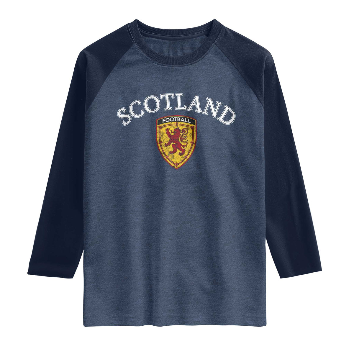 Scotland Soccer Raglan Shirt Scottish Rampant Lion Scotland Coat of Arms Banner Football Fan