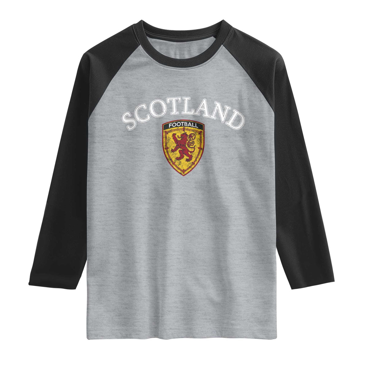 Scotland Soccer Raglan Shirt Scottish Rampant Lion Scotland Coat of Arms Banner Football Fan