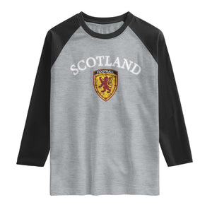 Scotland Soccer Raglan Shirt Scottish Rampant Lion Scotland Coat of Arms Banner Football Fan