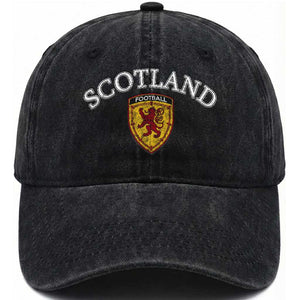 Scotland Soccer Washed Cotton Baseball Cap Scottish Rampant Lion Scotland Coat of Arms Banner Football Fan