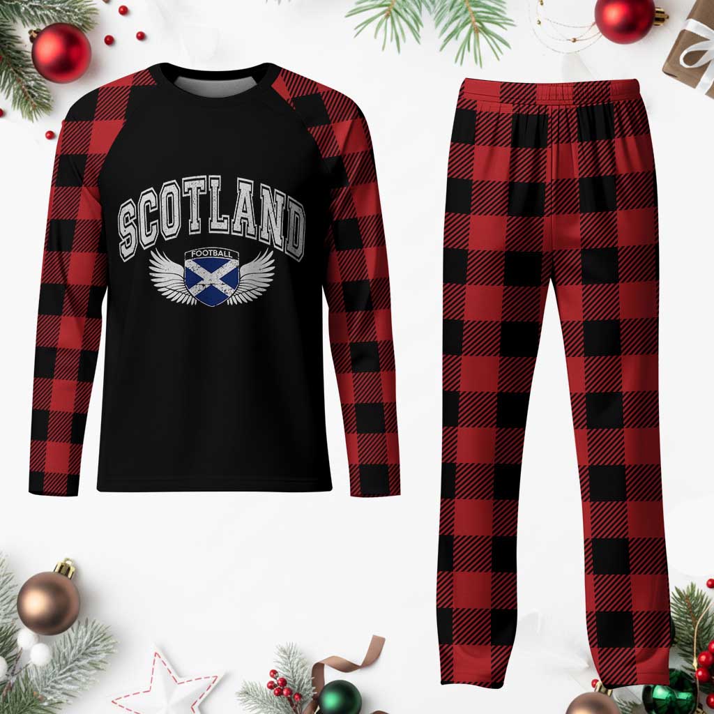 Scotland Soccer Plaid Pajama Set Retro Vintage Scottish Flag Football Fan