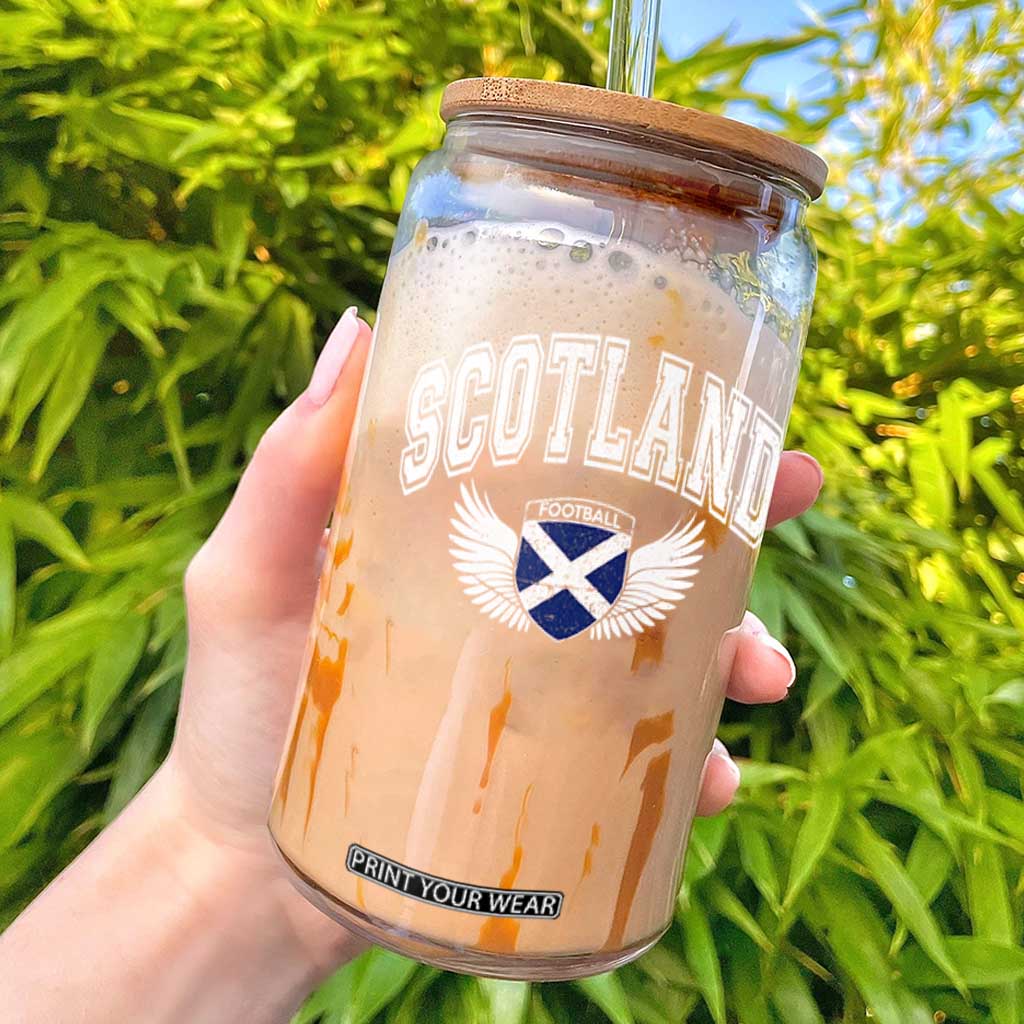 Scotland Soccer Glass Can Retro Vintage Scottish Flag Football Fan