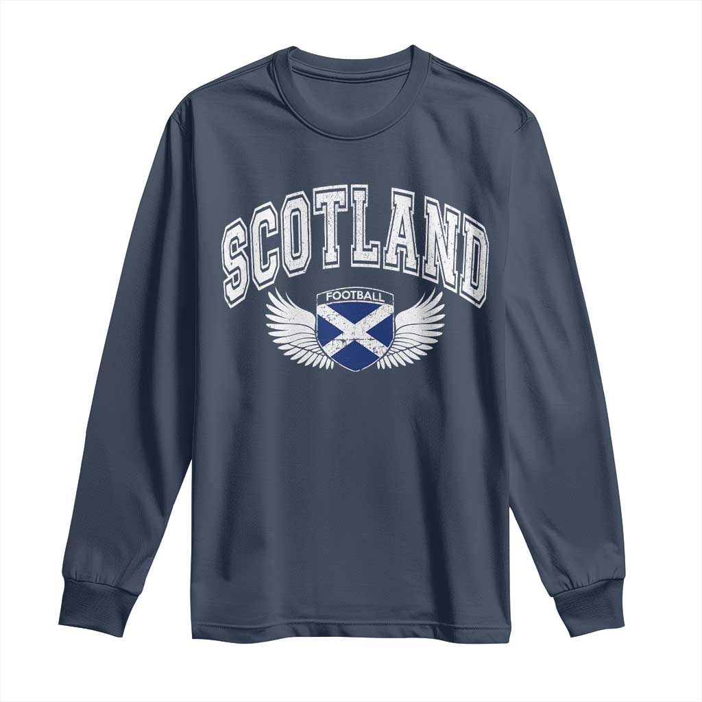 Scotland Soccer Long Sleeve Shirt Retro Vintage Scottish Flag Football Fan