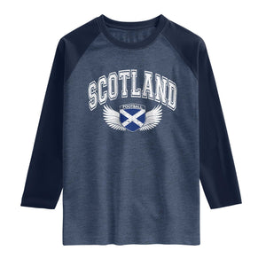 Scotland Soccer Raglan Shirt Retro Vintage Scottish Flag Football Fan