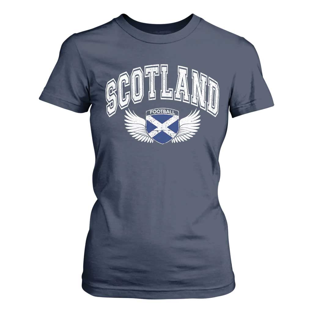 Scotland Soccer T Shirt For Women Retro Vintage Scottish Flag Football Fan