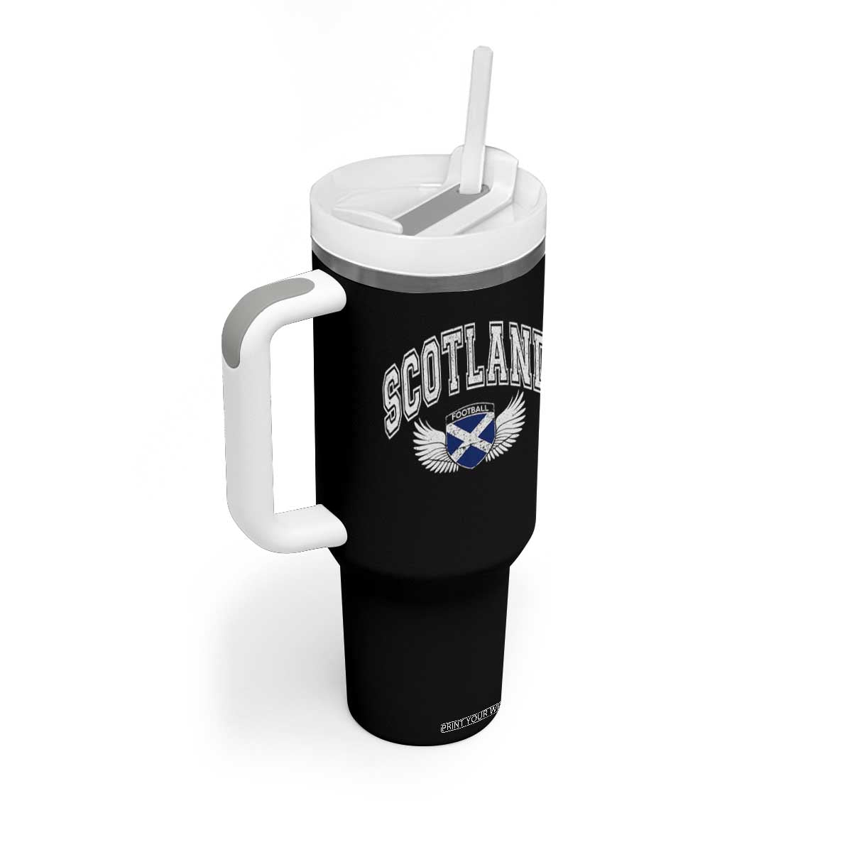 Scotland Soccer Tumbler With Handle Retro Vintage Scottish Flag Football Fan