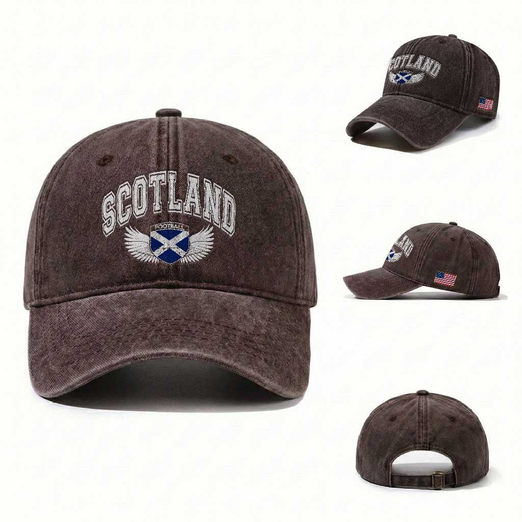Scotland Soccer Washed Cotton Baseball Cap Retro Vintage Scottish Flag Football Fan