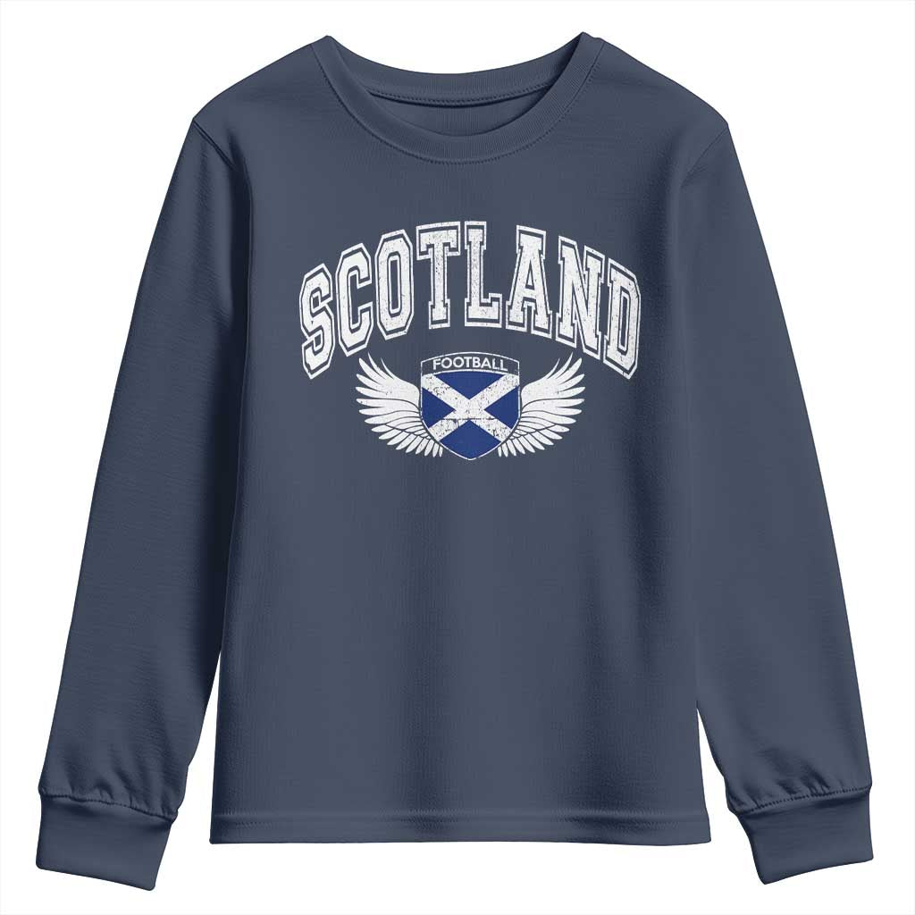 Scotland Soccer Youth Sweatshirt Retro Vintage Scottish Flag Football Fan