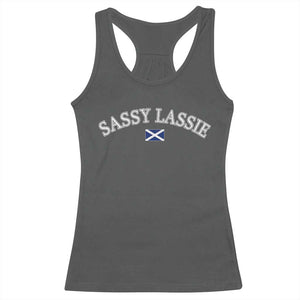 Sassy Lassie Scotland Flag Racerback Tank Top Funny Scottish Pride Heritage Gift TS10 Dark Heather Print Your Wear
