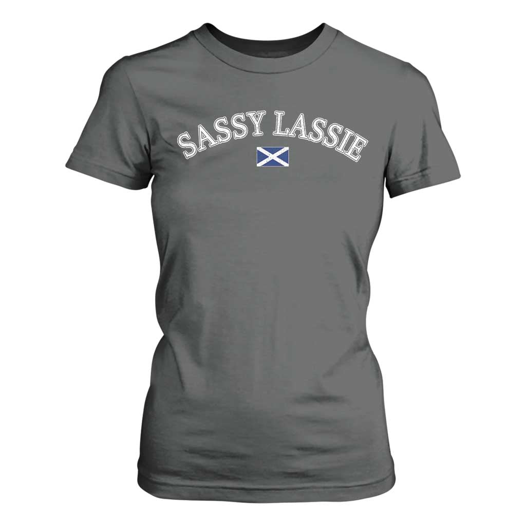 Sassy Lassie Scotland Flag T Shirt For Women Funny Scottish Pride Heritage Gift TS10 Dark Heather Print Your Wear