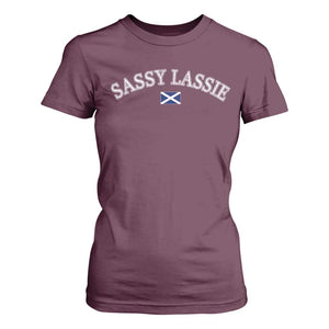 Sassy Lassie Scotland Flag T Shirt For Women Funny Scottish Pride Heritage Gift TS10 Maroon Print Your Wear