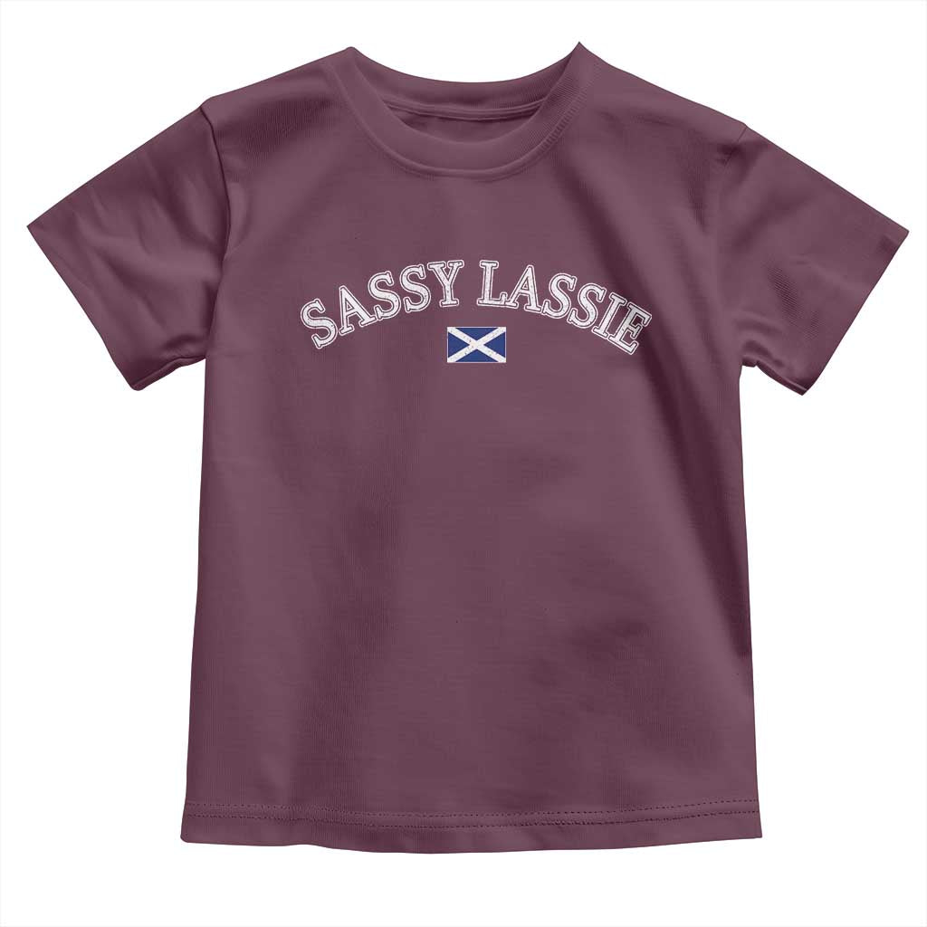 Sassy Lassie Scotland Flag Toddler T Shirt Funny Scottish Pride Heritage Gift TS10 Maroon Print Your Wear