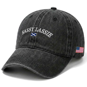 Sassy Lassie Scotland Flag Washed Cotton Baseball Cap Funny Scottish Pride Heritage Gift TS10 Print Your Wear
