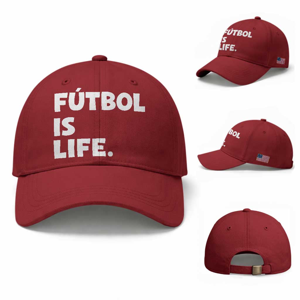 Futbol is Life Baseball Cap Funny Soccer Gift For Football Players Fans TS10 Baseball Cap Universal Fit Cherry Red Print Your Wear