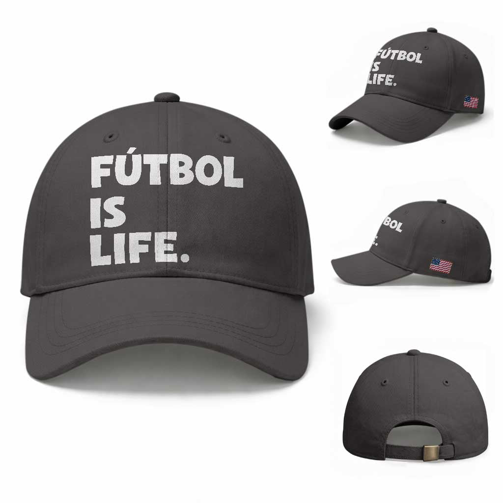 Futbol is Life Baseball Cap Funny Soccer Gift For Football Players Fans TS10 Baseball Cap Universal Fit Dark Gray Print Your Wear