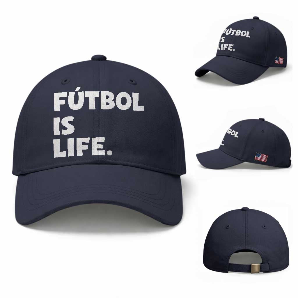 Futbol is Life Baseball Cap Funny Soccer Gift For Football Players Fans TS10 Baseball Cap Universal Fit Navy Print Your Wear