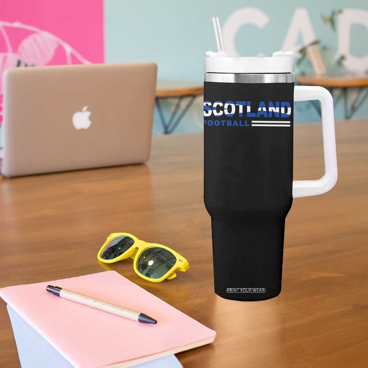 Scotland Football Pride Tumbler With Handle Scottish Flag Soccer Fan National Team Fans
