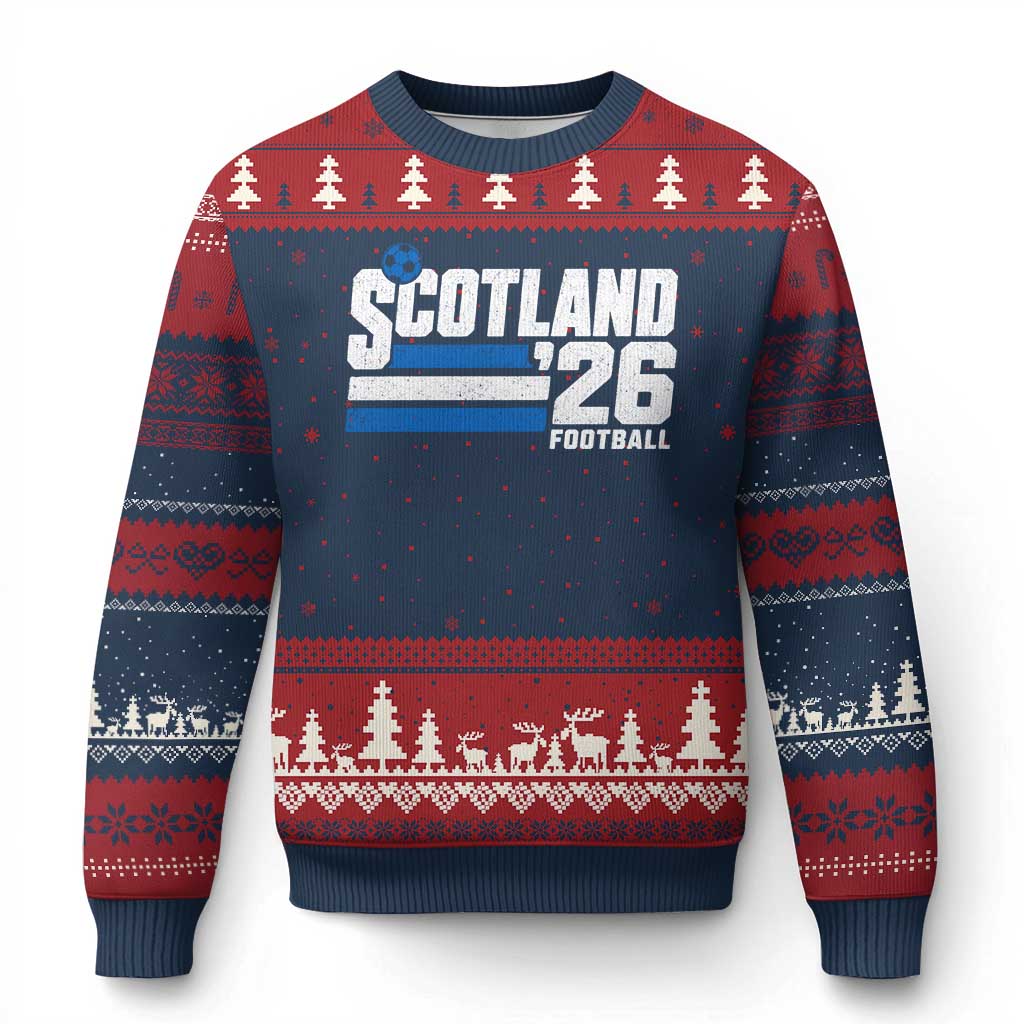 Scotland Football Fan Ugly Christmas Sweater Scottish Soccer Supporter Scottish Flag 2026 TS10 Navy Red Print Your Wear