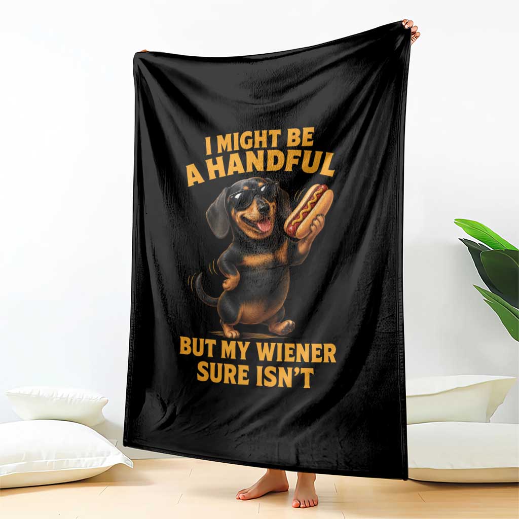 Funny Embarrassing Dachshund Throw Blanket Wiener Hot Dog Pun Crude Cringey Inappropriate Humor