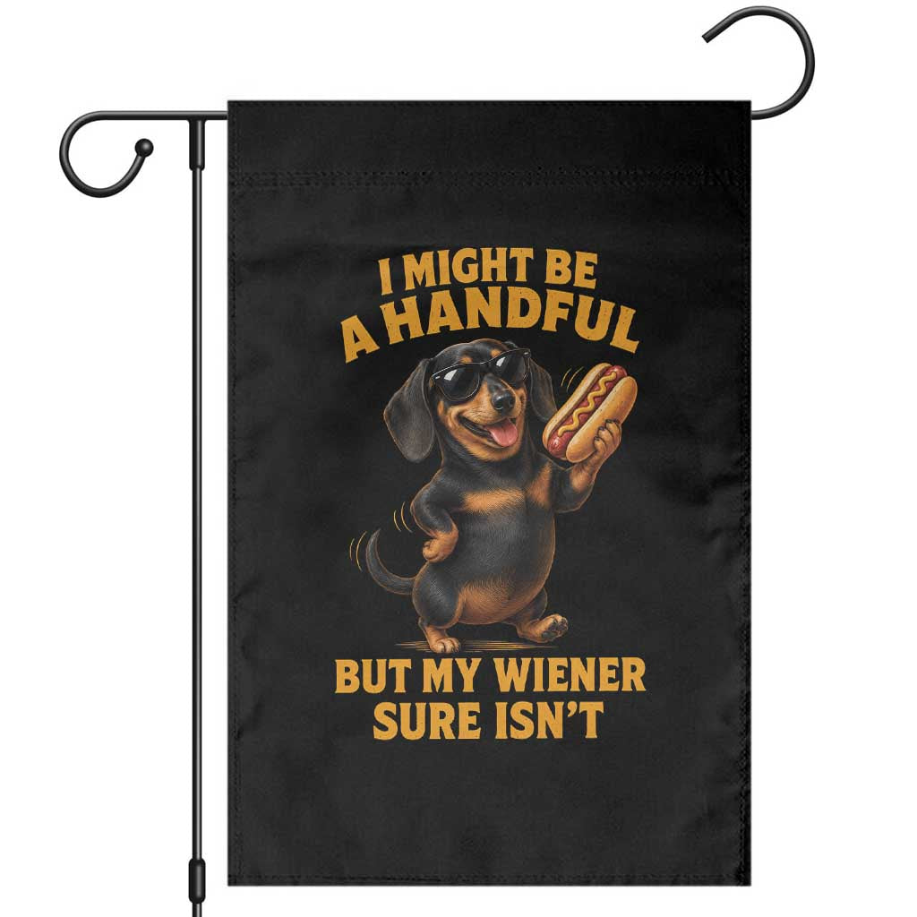 Funny Embarrassing Dachshund Garden Flag Wiener Hot Dog Pun Crude Cringey Inappropriate Humor TS10 Black Print Your Wear