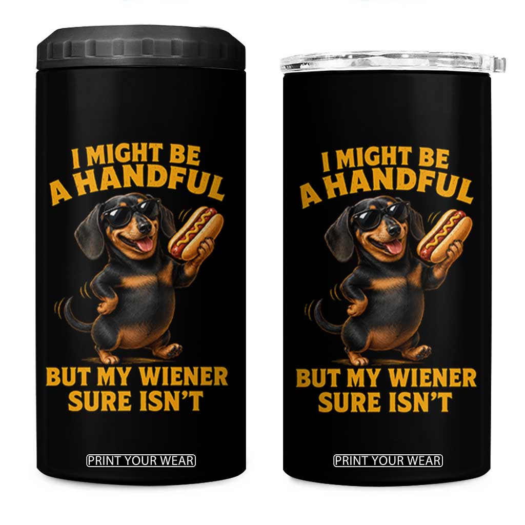 Funny Embarrassing Dachshund 4 in 1 Can Cooler Tumbler Wiener Hot Dog Pun Crude Cringey Inappropriate Humor