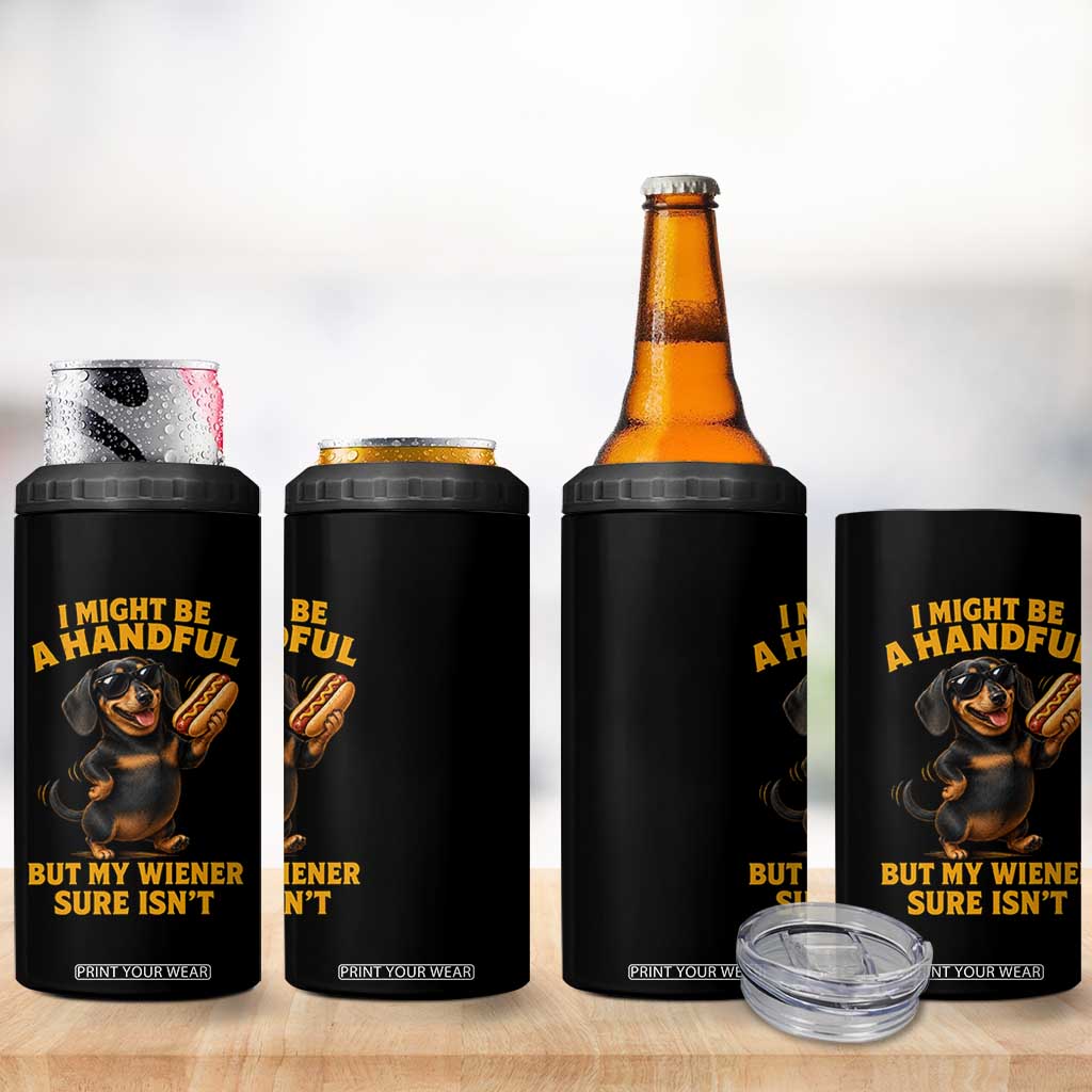 Funny Embarrassing Dachshund 4 in 1 Can Cooler Tumbler Wiener Hot Dog Pun Crude Cringey Inappropriate Humor