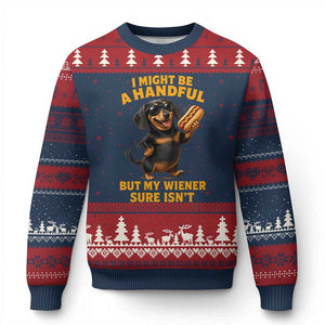 Funny Embarrassing Dachshund Ugly Christmas Sweater Wiener Hot Dog Pun Crude Cringey Inappropriate Humor