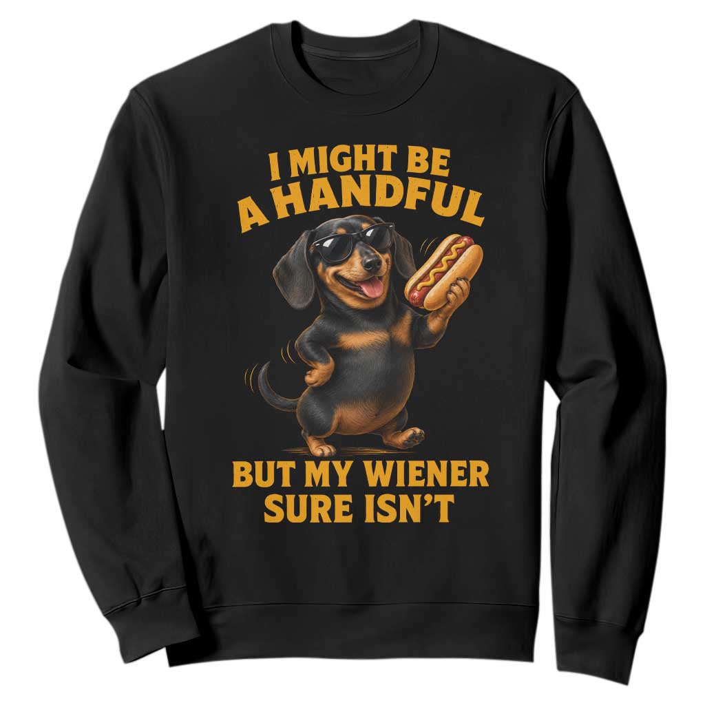 Funny Embarrassing Dachshund Sweatshirt Wiener Hot Dog Pun Crude Cringey Inappropriate Humor