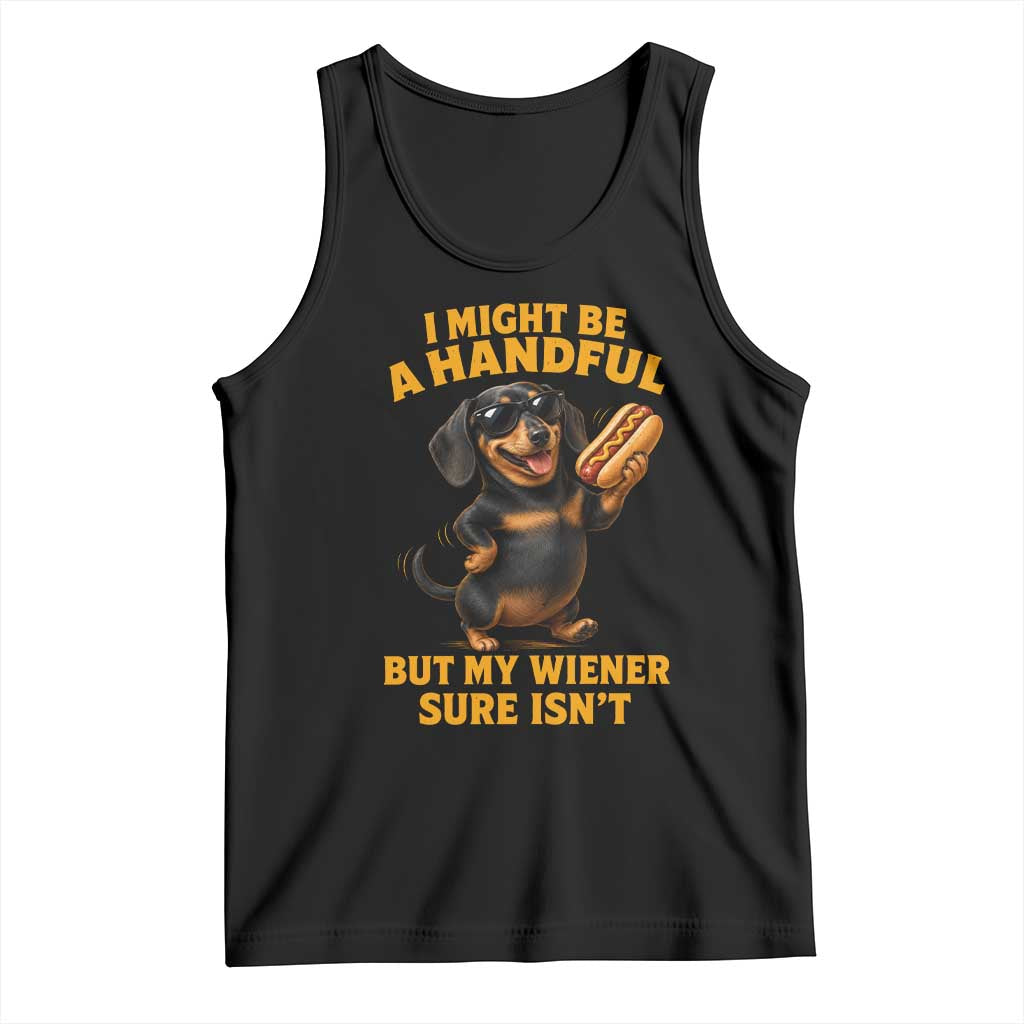 Funny Embarrassing Dachshund Tank Top Wiener Hot Dog Pun Crude Cringey Inappropriate Humor TS10 Black Print Your Wear