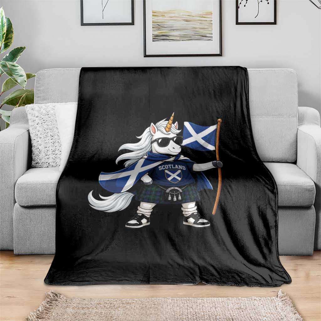 Funny Scotland Unicorn Throw Blanket Cool Scottish Unicorn with Kilt Flag Scotland Pride Football Fans