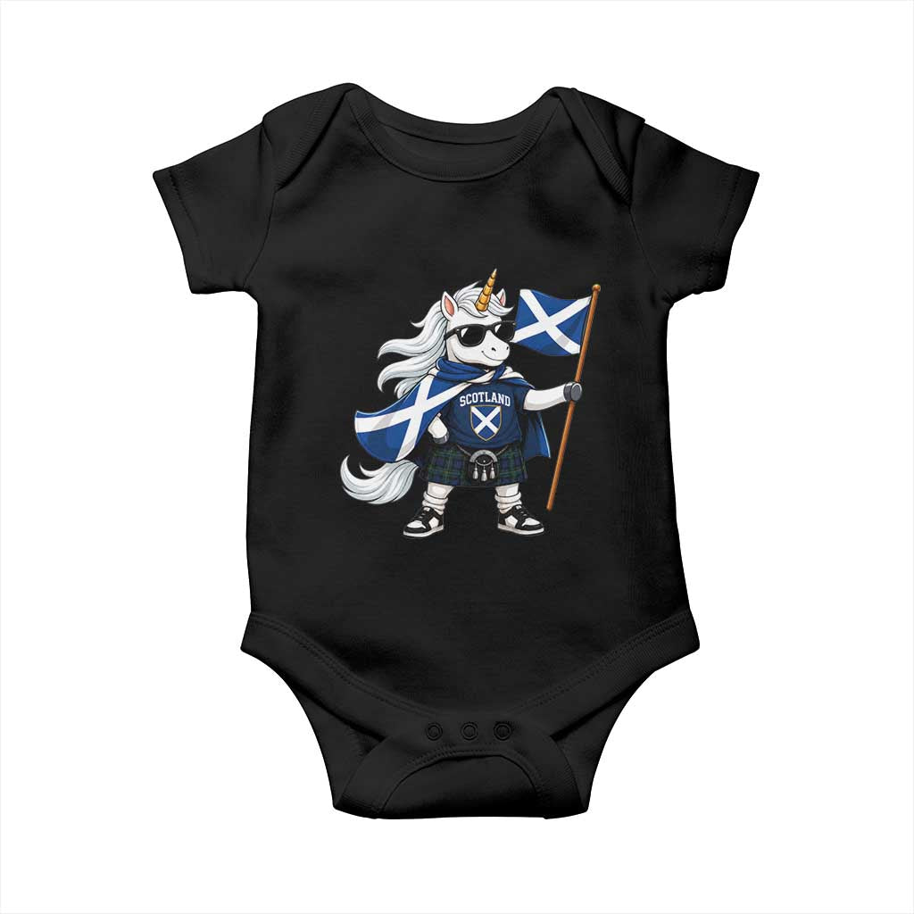 Funny Scotland Unicorn Baby Onesie Cool Scottish Unicorn with Kilt Flag Scotland Pride Football Fans