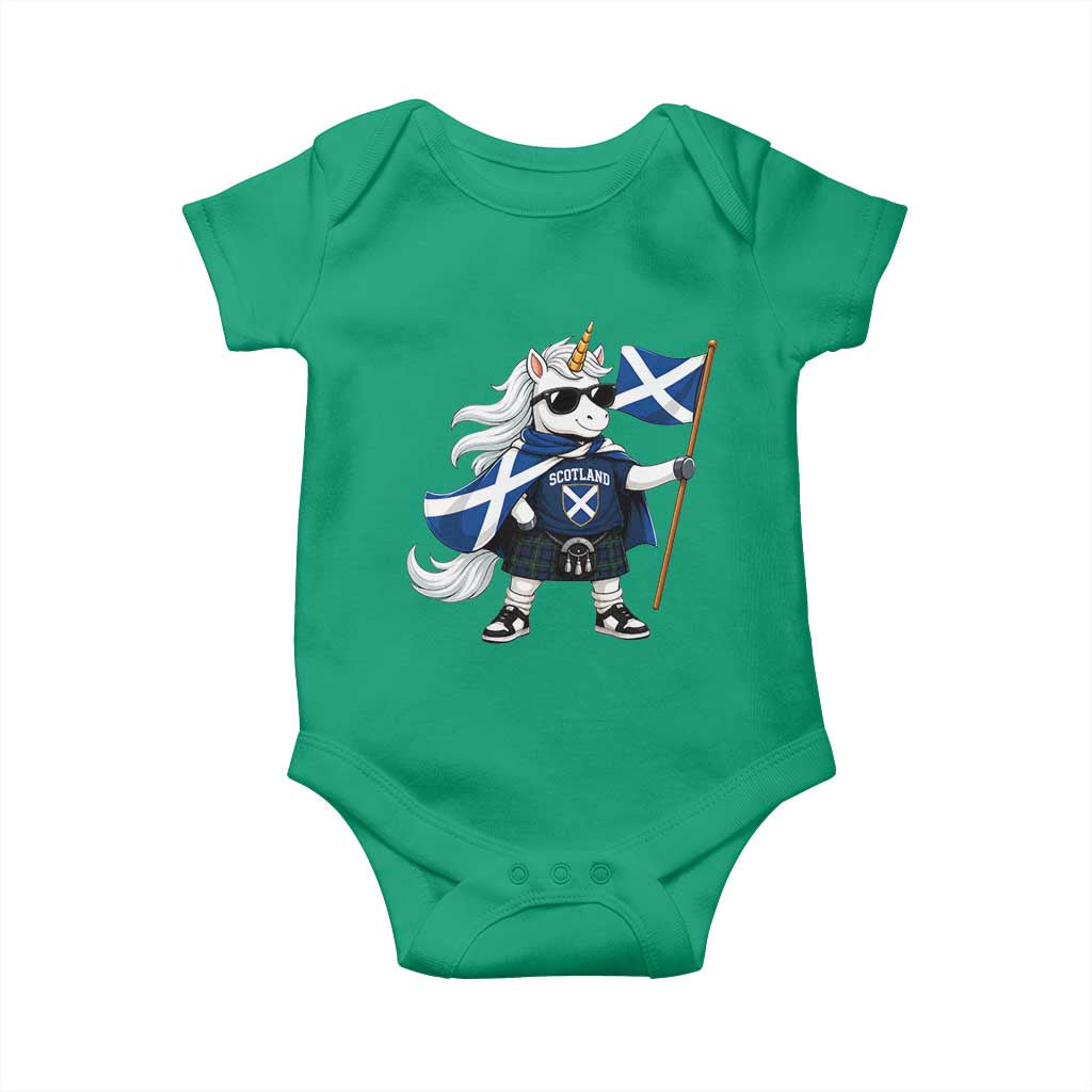 Funny Scotland Unicorn Baby Onesie Cool Scottish Unicorn with Kilt Flag Scotland Pride Football Fans