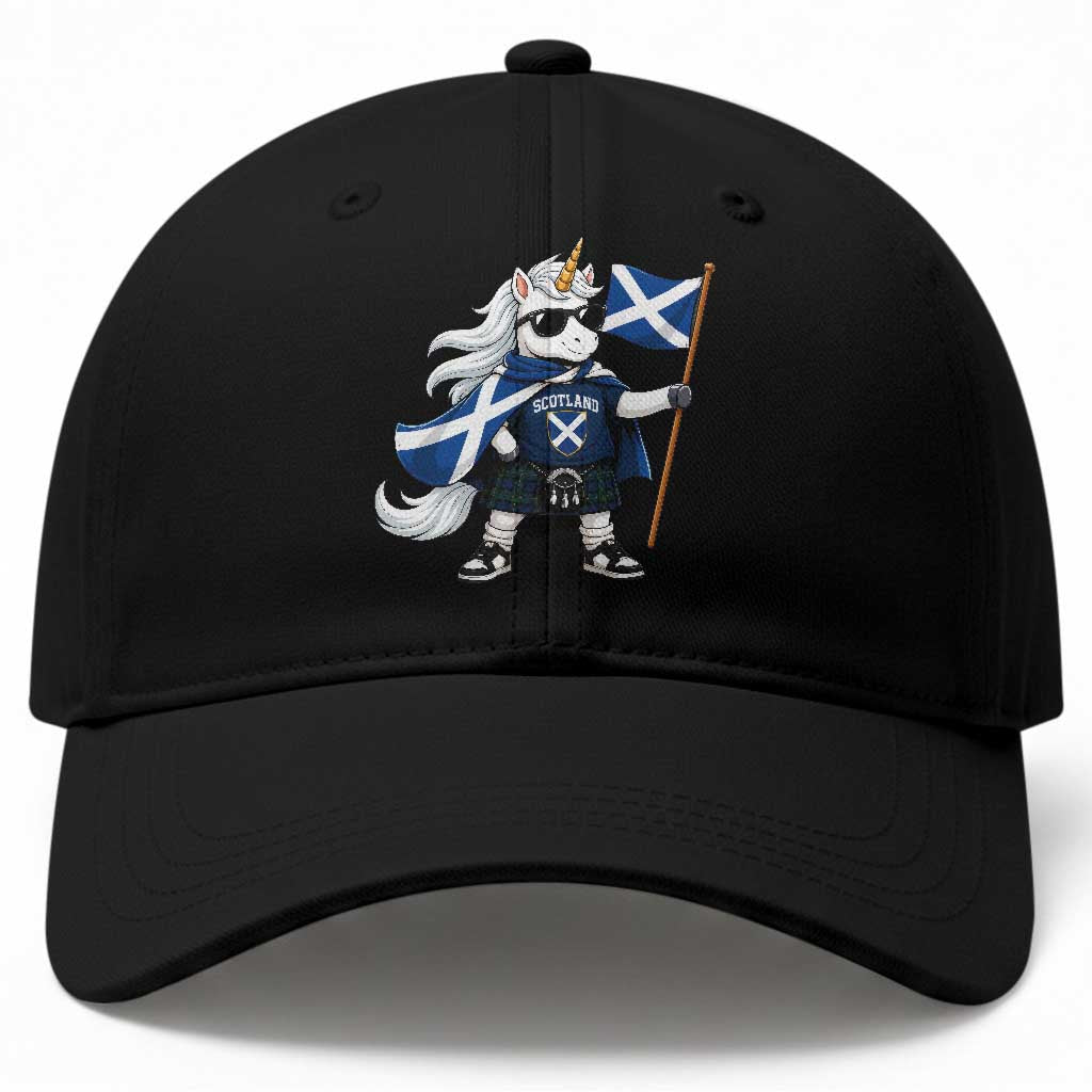 Funny Scotland Unicorn Baseball Cap Cool Scottish Unicorn with Kilt Flag Scotland Pride Football Fans