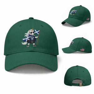 Funny Scotland Unicorn Baseball Cap Cool Scottish Unicorn with Kilt Flag Scotland Pride Football Fans