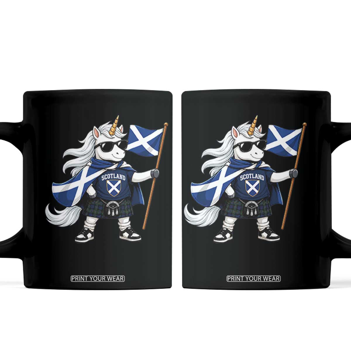 Funny Scotland Unicorn Coffee Mug Cool Scottish Unicorn with Kilt Flag Scotland Pride Football Fans