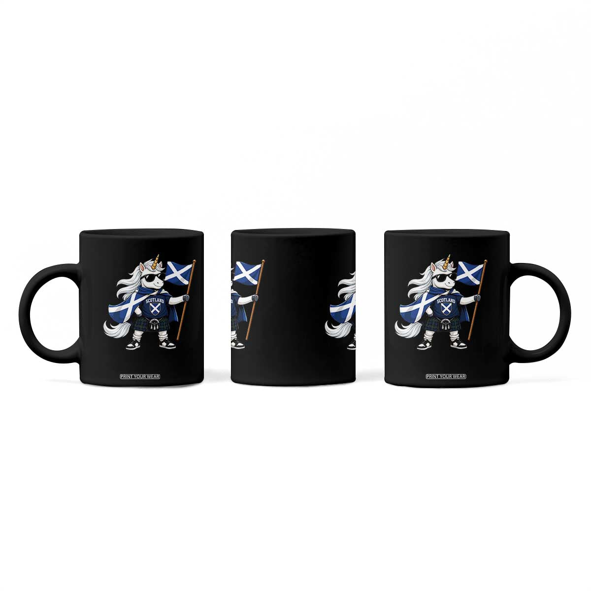 Funny Scotland Unicorn Coffee Mug Cool Scottish Unicorn with Kilt Flag Scotland Pride Football Fans