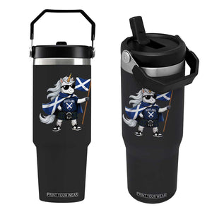 Funny Scotland Unicorn Flip Straw Tumbler Cool Scottish Unicorn with Kilt Flag Scotland Pride Football Fans