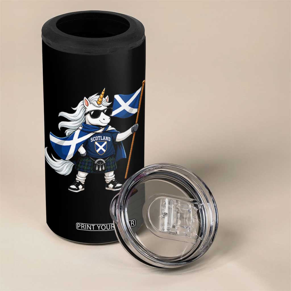 Funny Scotland Unicorn 4 in 1 Can Cooler Tumbler Cool Scottish Unicorn with Kilt Flag Scotland Pride Football Fans