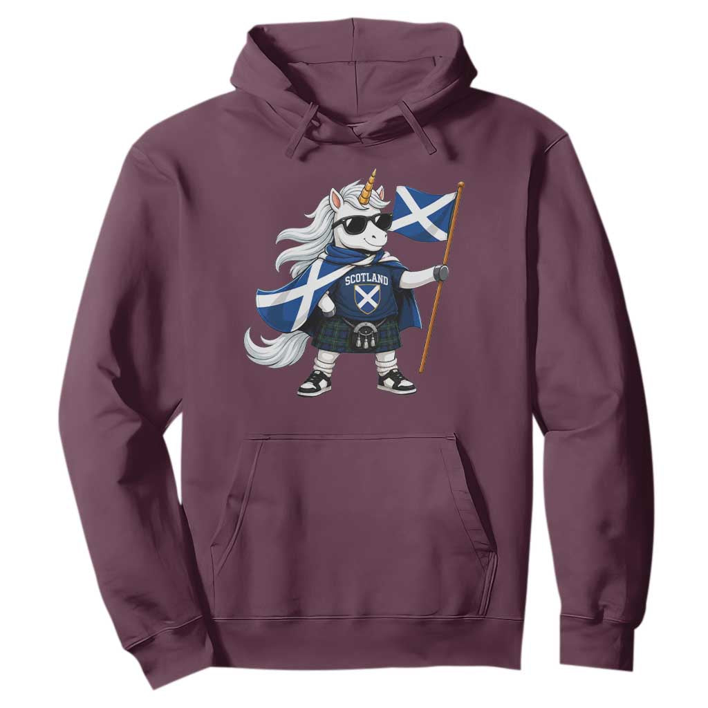 Funny Scotland Unicorn Hoodie Cool Scottish Unicorn with Kilt Flag Scotland Pride Football Fans