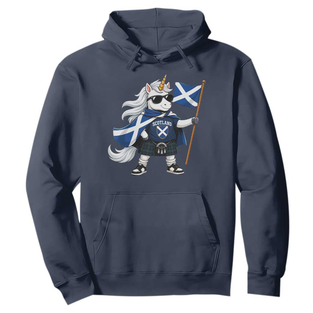 Funny Scotland Unicorn Hoodie Cool Scottish Unicorn with Kilt Flag Scotland Pride Football Fans