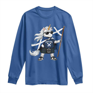 Funny Scotland Unicorn Long Sleeve Shirt Cool Scottish Unicorn with Kilt Flag Scotland Pride Football Fans