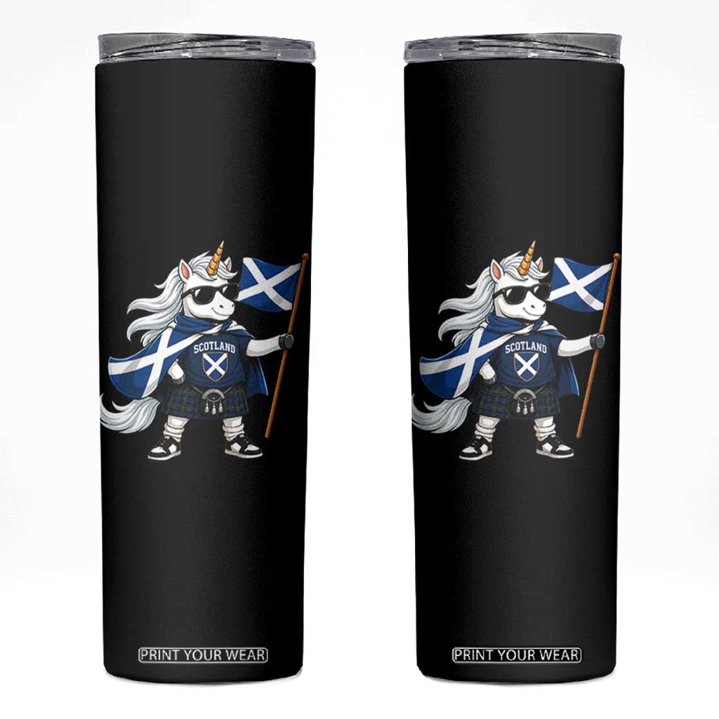 Funny Scotland Unicorn Skinny Tumbler Cool Scottish Unicorn with Kilt Flag Scotland Pride Football Fans