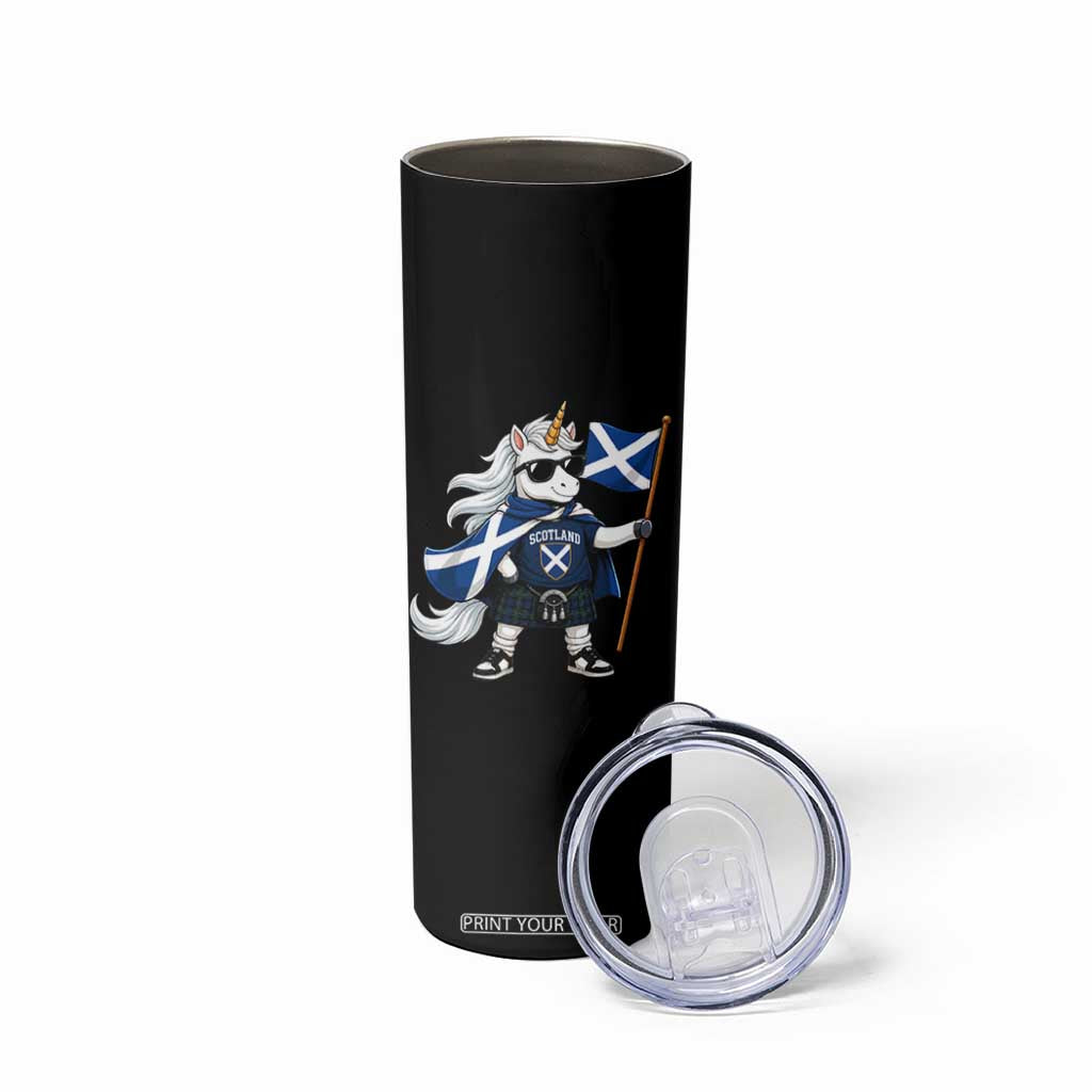 Funny Scotland Unicorn Skinny Tumbler Cool Scottish Unicorn with Kilt Flag Scotland Pride Football Fans