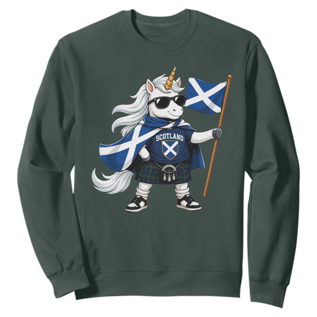 Funny Scotland Unicorn Sweatshirt Cool Scottish Unicorn with Kilt Flag Scotland Pride Football Fans